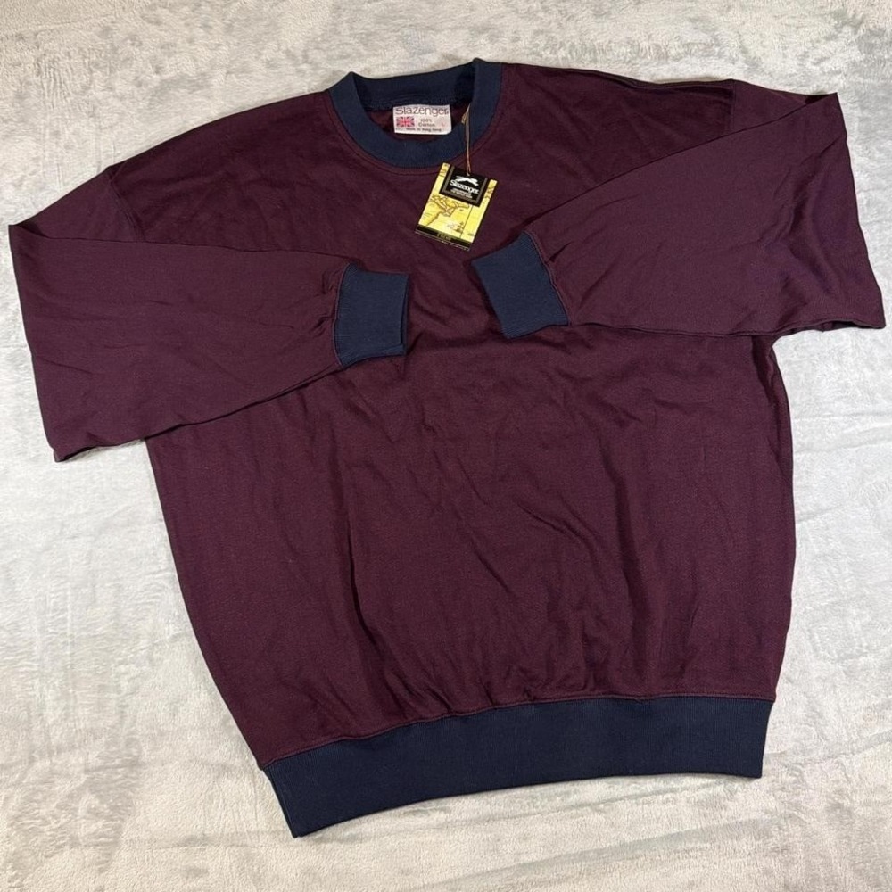 90s Vintage NWT Slazenger Crewneck Sweatshirt | Burgundy |‎ L
